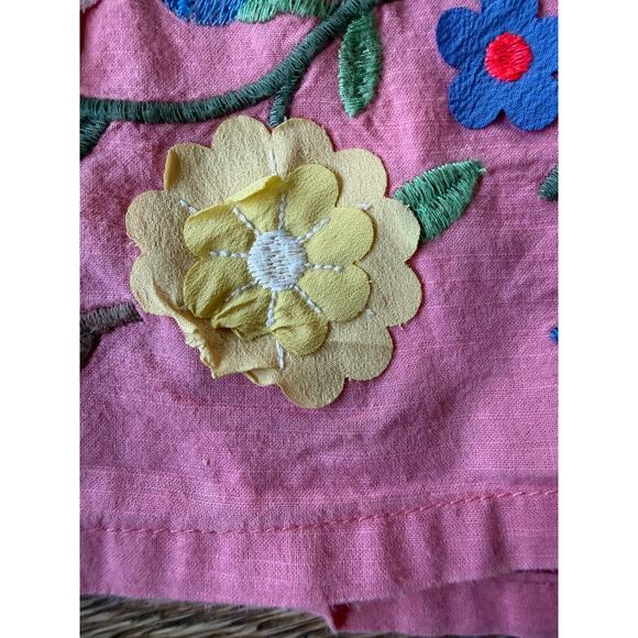 Mini Boden Girls Skirt Pink Embroidered Floral Tiered Size 7-8 - Picture 4 of 5
